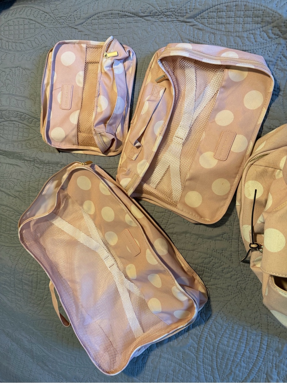 Polka Dot Weekender Tote Bag - Pink Cream - Picture 4 of 4